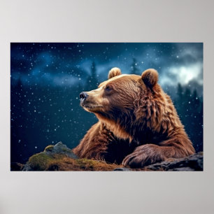Grizzly Bear Animal Nature Majestic Vild Poster