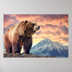 Grizzly Bear Animal Nature Majestic Vild Poster