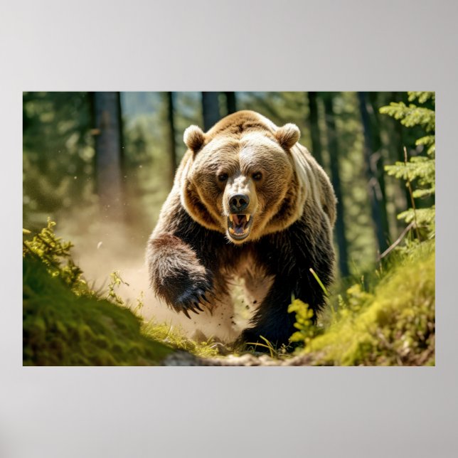Grizzly Bear Animal Nature Majestic Vild Poster (Framsidan)