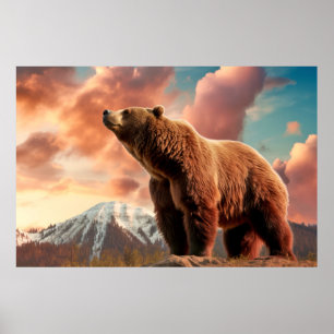 Grizzly Bear Animal Nature Majestic Vild Poster