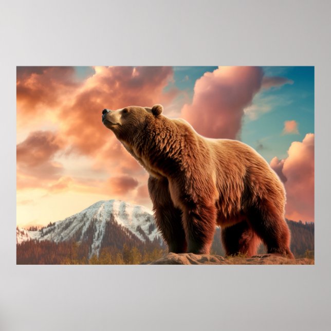 Grizzly Bear Animal Nature Majestic Vild Poster (Framsidan)
