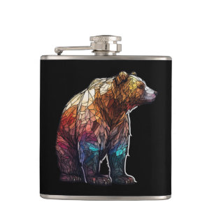 Grizzly Bear Animal Porträtt Glass Forest Fickplunta