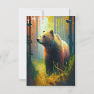 Grizzly Bear Animal Porträtt Painting Wildlife Art Tack Kort