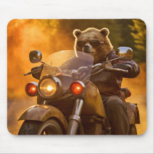 Grizzly Bear Animal Roligt Riding Moto Bike Lyckli Musmatta