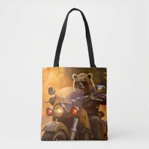 Grizzly Bear Animal Roligt Riding Moto Bike Lyckli Tygkasse