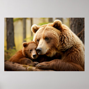 Grizzly Bear Animal Vild Beauty Freedom Wilderness Poster