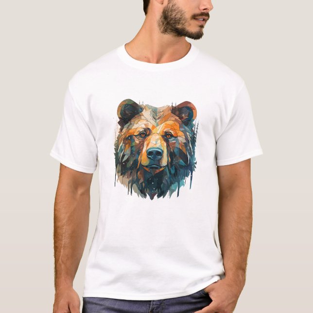 Grizzly Bear Animal World Wildlife Beauty Painting T Shirt (Framsida)
