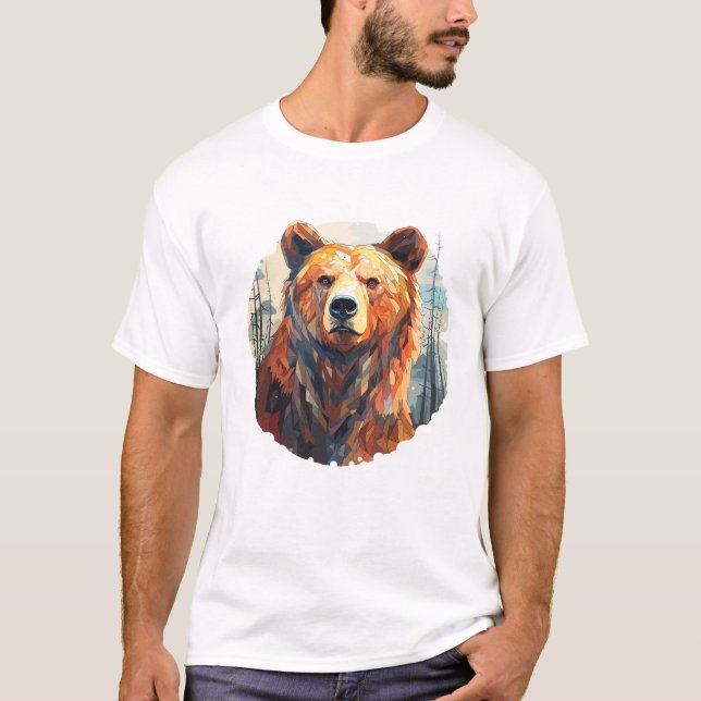 Grizzly Bear Animal World Wildlife Beauty Painting T Shirt (Framsida)