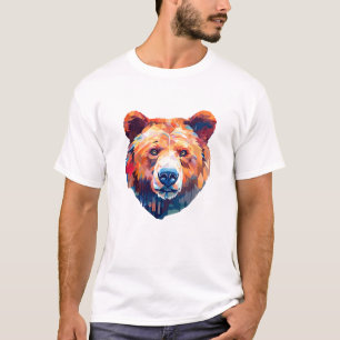 Grizzly Bear Animal World Wildlife Beauty Painting T Shirt
