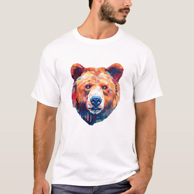 Grizzly Bear Animal World Wildlife Beauty Painting T Shirt (Framsida)