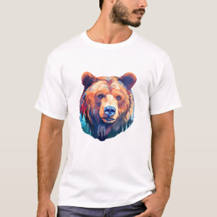 Grizzly Bear Animal World Wildlife Beauty Painting T Shirt
