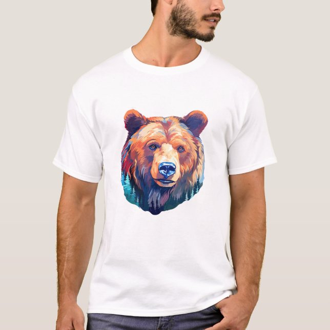 Grizzly Bear Animal World Wildlife Beauty Painting T Shirt (Framsida)