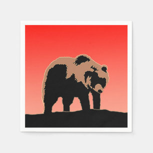 Grizzly Bear at Sunset - Original Wildlife Art Art Pappersservett