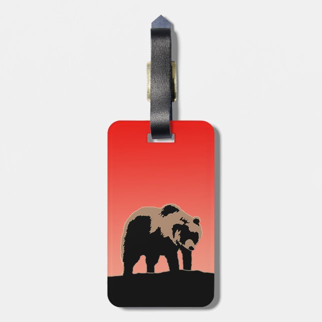 Grizzly Bear at Sunset - Original Wildlife Art Bagagebricka (Baksidan Lodrät)