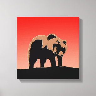 Grizzly Bear at Sunset - Original Wildlife Art Canvastryck