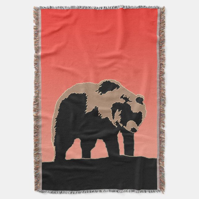 Grizzly Bear at Sunset - Original Wildlife Art Filt (Framsidan Vertikal)
