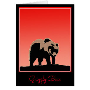 Grizzly Bear at Sunset - Original Wildlife Art Hälsningskort