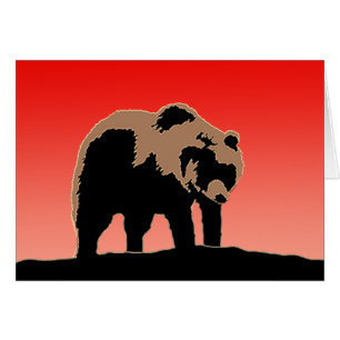 Grizzly Bear at Sunset - Original Wildlife Art Hälsningskort