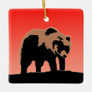 Grizzly Bear at Sunset - Original Wildlife Art Julgransprydnad Keramik