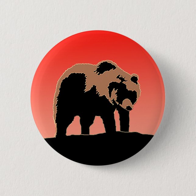 Grizzly Bear at Sunset - Original Wildlife Art Knapp (Framsida)