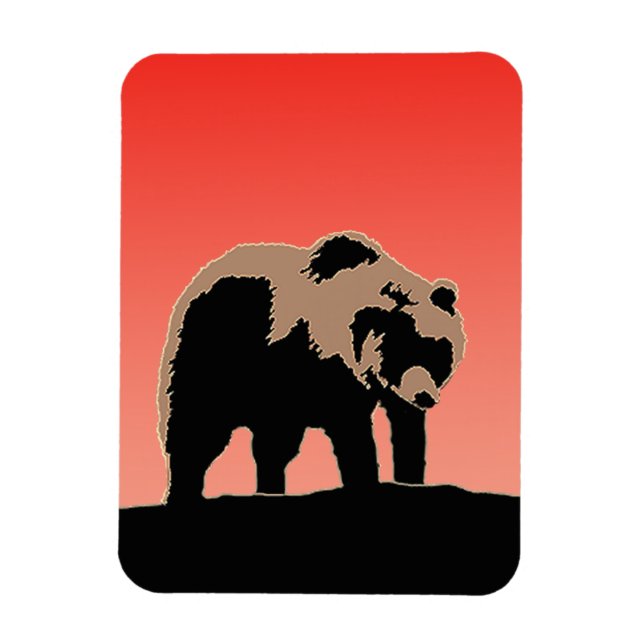 Grizzly Bear at Sunset - Original Wildlife Art Magnet (Vertikal)