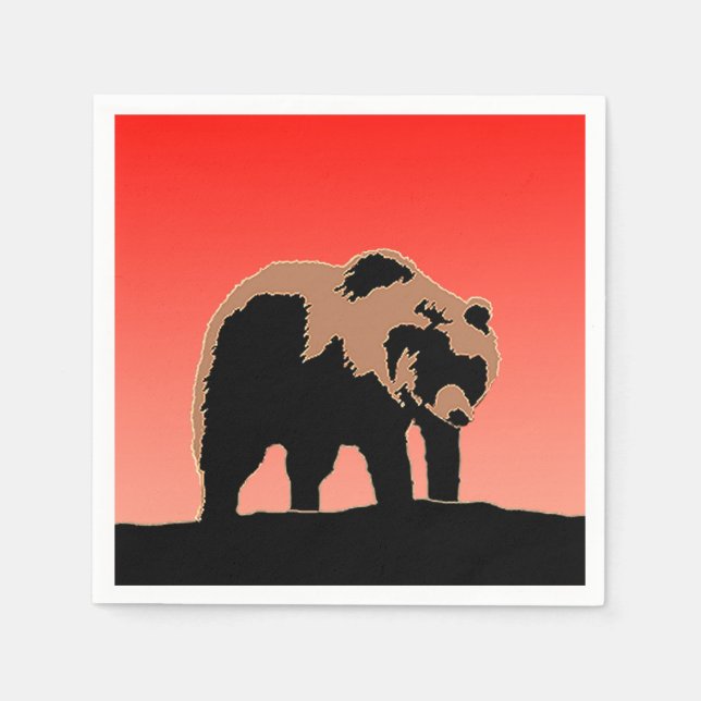 Grizzly Bear at Sunset - Original Wildlife Art Pappersservett (Framsidan)