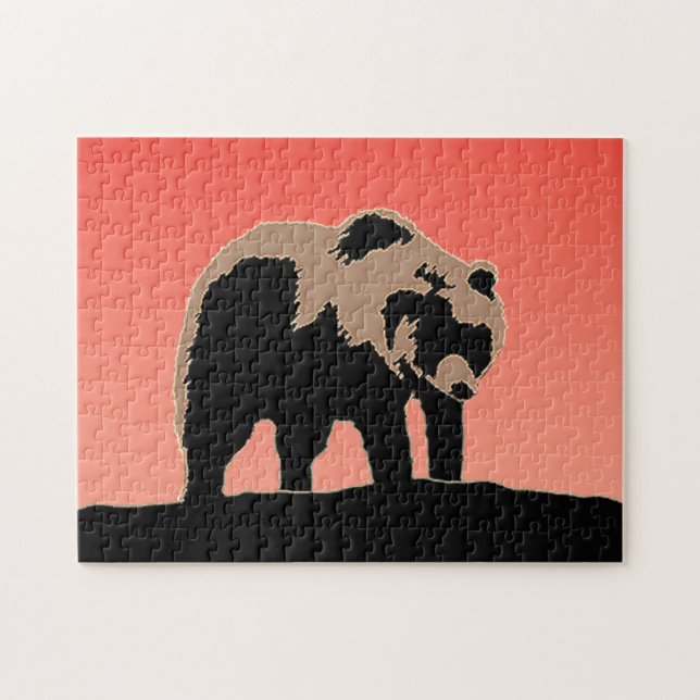 Grizzly Bear at Sunset - Original Wildlife Art Pussel (Horisontell)