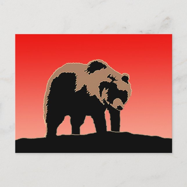 Grizzly Bear at Sunset - Original Wildlife Art Vykort (Framsida)