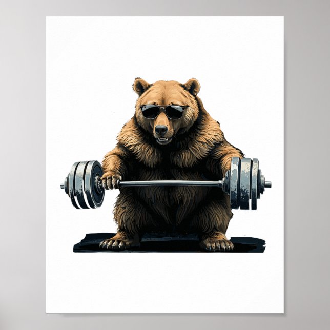 Grizzly Bear Bodybuilding Fitness Gym Poster (Framsidan)