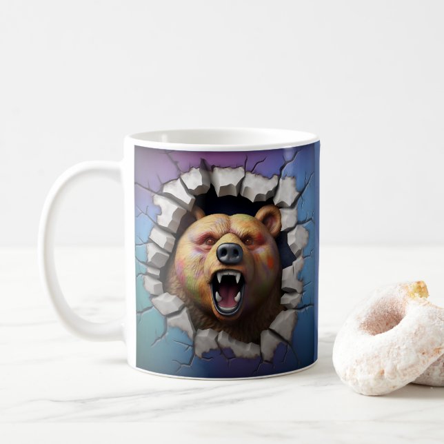 Grizzly Bear Breaking Out Coffee, Tea, Cocoa Mugg (Med munk)
