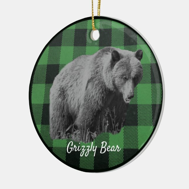 Grizzly Bear Buffalo Play Ceramic Ornament (Vänster)