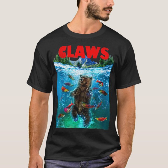 Grizzly Bear Catching Salmon in Alaska National Pa T Shirt (Framsida)