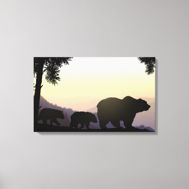 Grizzly Bear-familjen Canvastryck (Framsida)