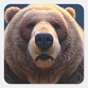 Grizzly Bear Fyrkantigt Klistermärke