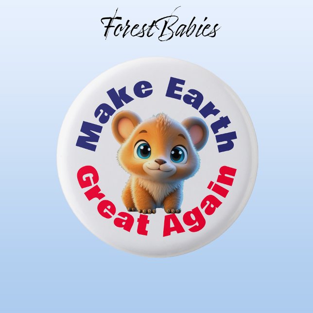 Grizzly Bear, gör jorden Underbar igen Knapp (Grizzly Bear 🐻 ForestBabies Button)