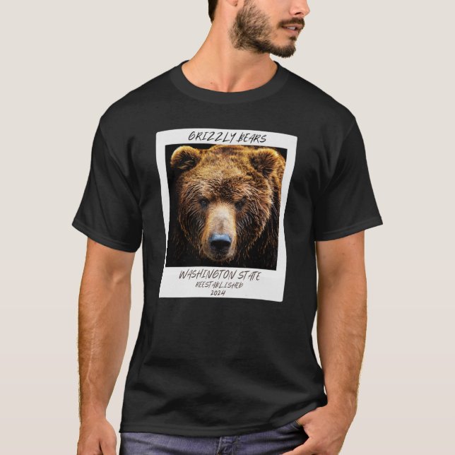 Grizzly Bear, Grizzly Bear Tee, Washington State T Shirt (Framsida)