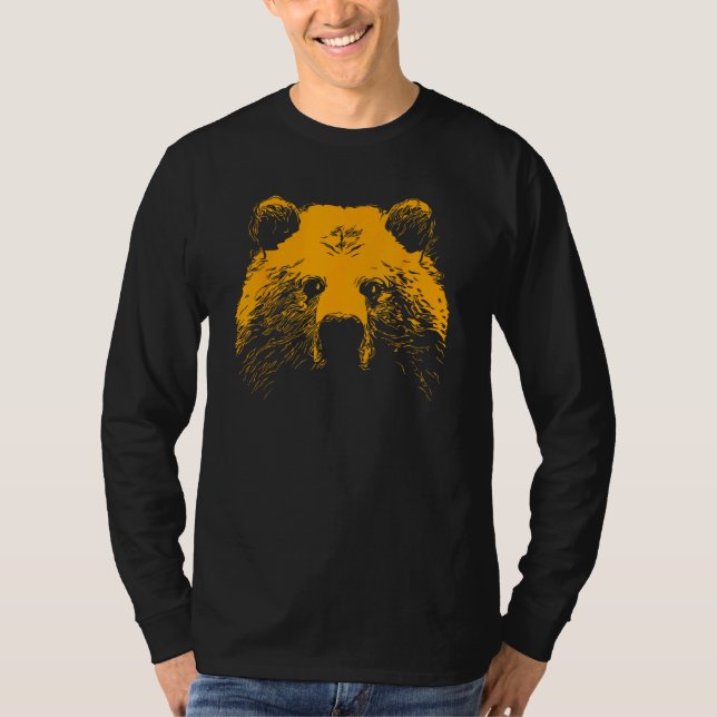 Grizzly Bear Head T Shirt (Framsida)