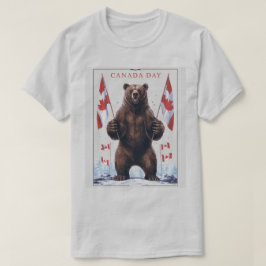 Grizzly Bear Holding Canadian Flaggor T Shirt