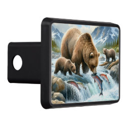 Grizzly Bear Hunting Salmon Dragkroksskydd