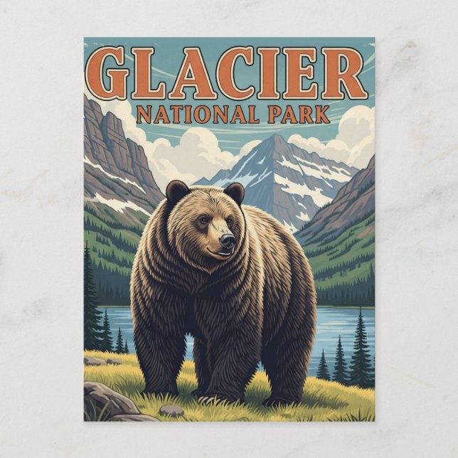 Grizzly Bear i Glacier National Park Montana Vykort (Framsida)