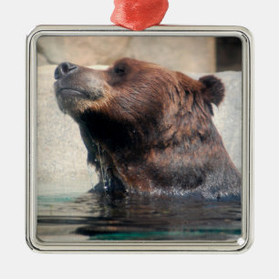 Grizzly Bear i Vatten Julgransprydnad Metall