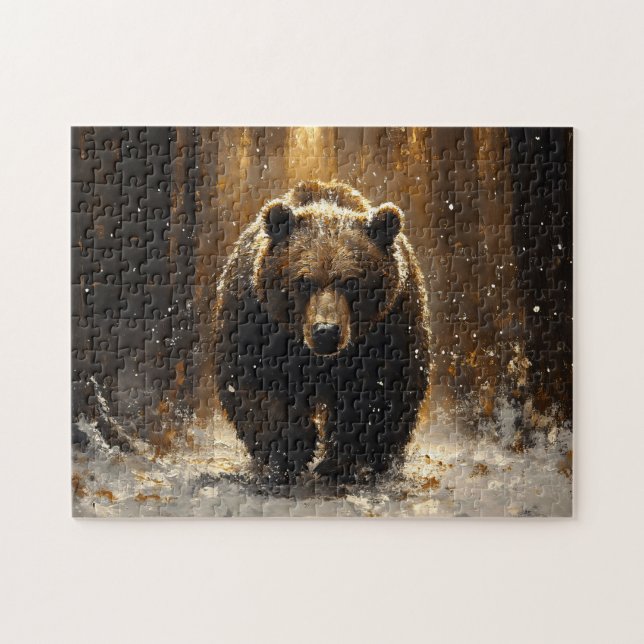 Grizzly Bear in the Forest Painting Pussel (Horisontell)