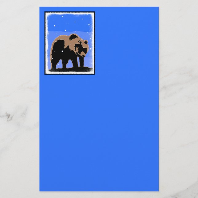 Grizzly Bear in Winter - Original Wildlife Art Brevpapper (Framsida)