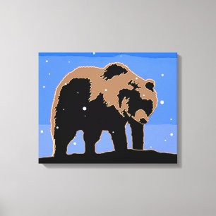 Grizzly Bear in Winter - Original Wildlife Art Canvastryck
