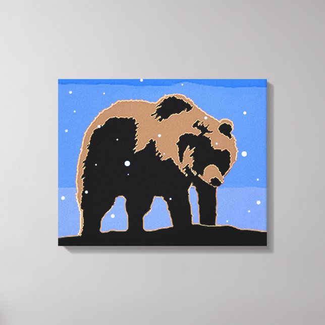 Grizzly Bear in Winter - Original Wildlife Art Canvastryck (Framsida)