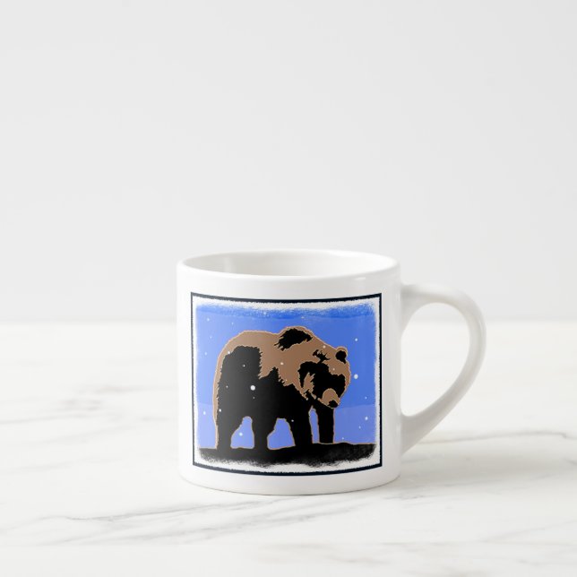 Grizzly Bear in Winter - Original Wildlife Art Espressomugg (Höger)
