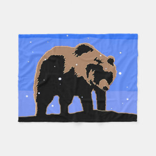Grizzly Bear in Winter - Original Wildlife Art Fleecefilt