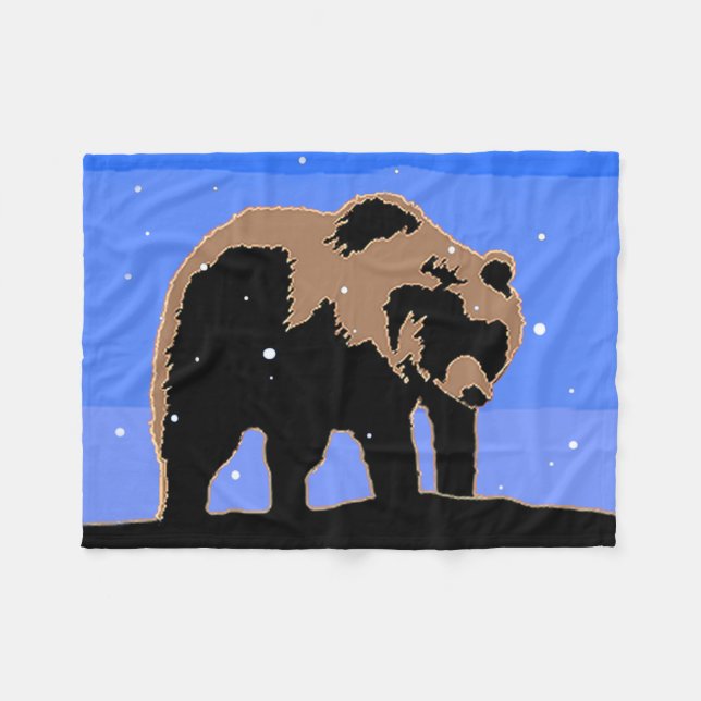 Grizzly Bear in Winter - Original Wildlife Art Fleecefilt (Framsidan (Horisontell))