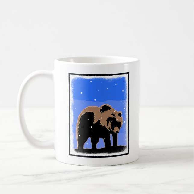 Grizzly Bear in Winter - Original Wildlife Art Kaffemugg (Vänster)