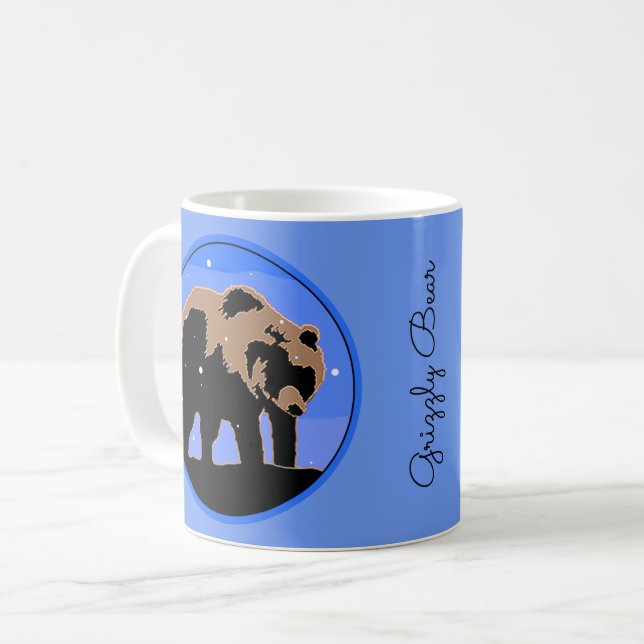 Grizzly Bear in Winter - Original Wildlife Art Kaffemugg (Framsida vänster)
